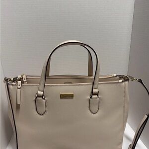 Kate Spade Beige Satchel with Gold Details